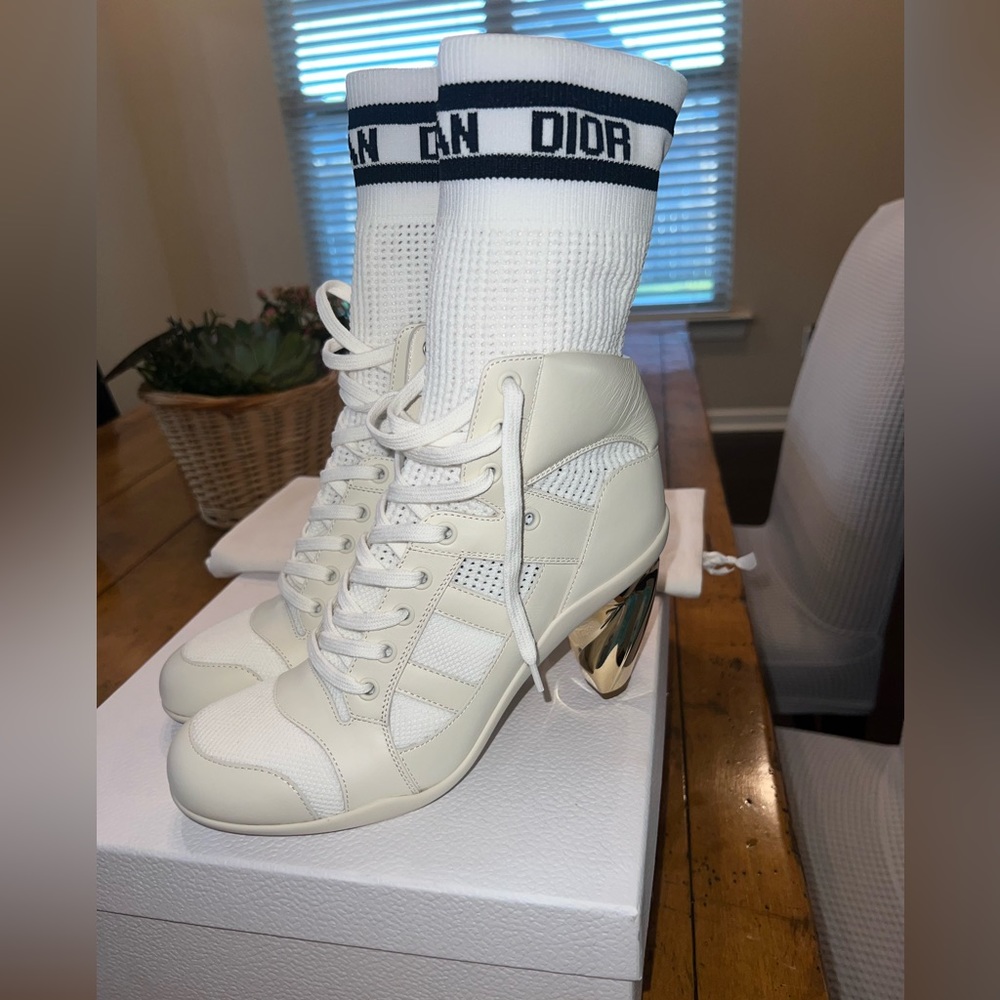 Real DIOR size 38 heeled sneakers; original price $1,490 USD
